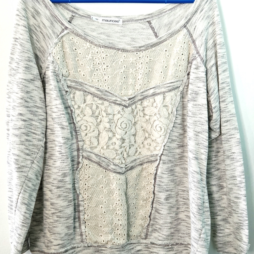 Maurices Gray Lace Detail Women's Top